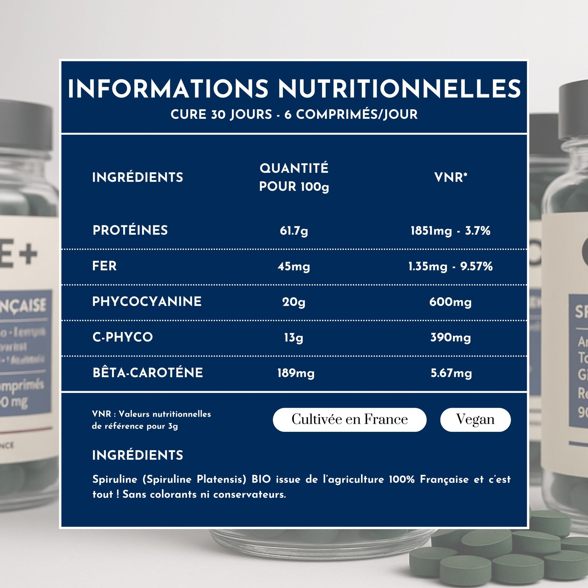 composition spiruline comprimé bio 90g