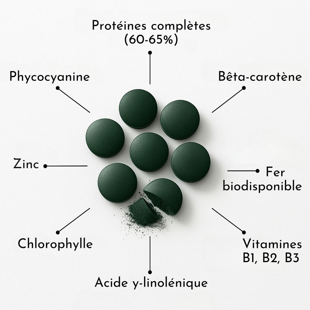 SPIRULINE BIO FRANÇAISE - Cure de 30 jours - L'ÉNERGIE NATURELLE DE L'ÉTÉ